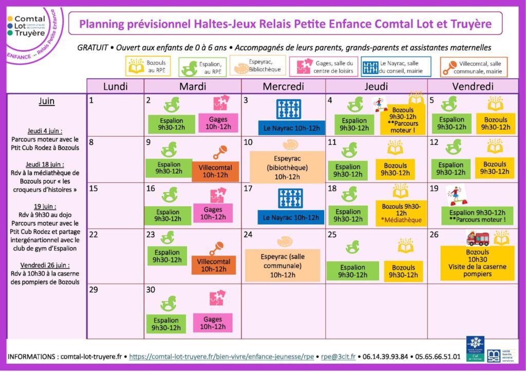 Le planning du RPE • Juin
